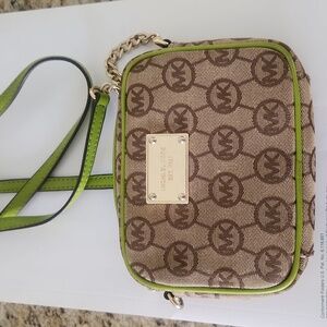 Michael Kors Small Crossbody logo and lime green with chain